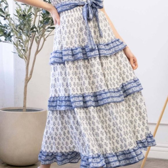 Ruffle Tiered Elastic Maxi Waist Skirt - Picture 1 of 2